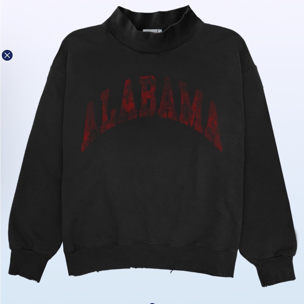 Firstport Alabama Mock Neck Black Distressed Sweatshirt Sz Large NWT Made in USA